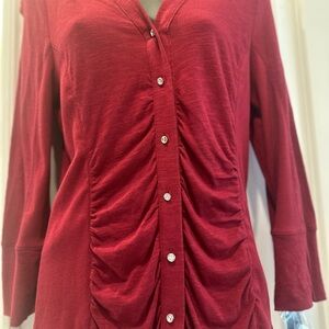 Elegant Red Button-Up Women's Top